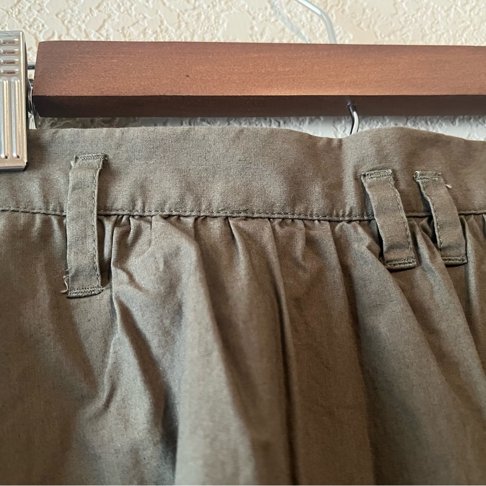 Odille By Anthropologie Olive Green A-Line Cotton Skirt With Pockets SZ 10 - Picture 6 of 7